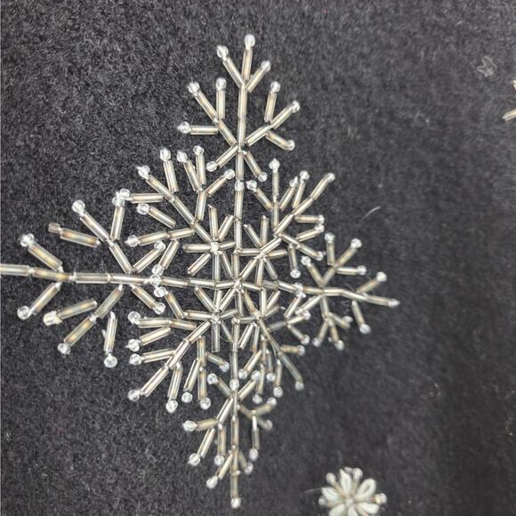 NWPT Nordic Design Wool Beaded Full Zip Sweater Black Size Petite Large - Picture 4 of 10